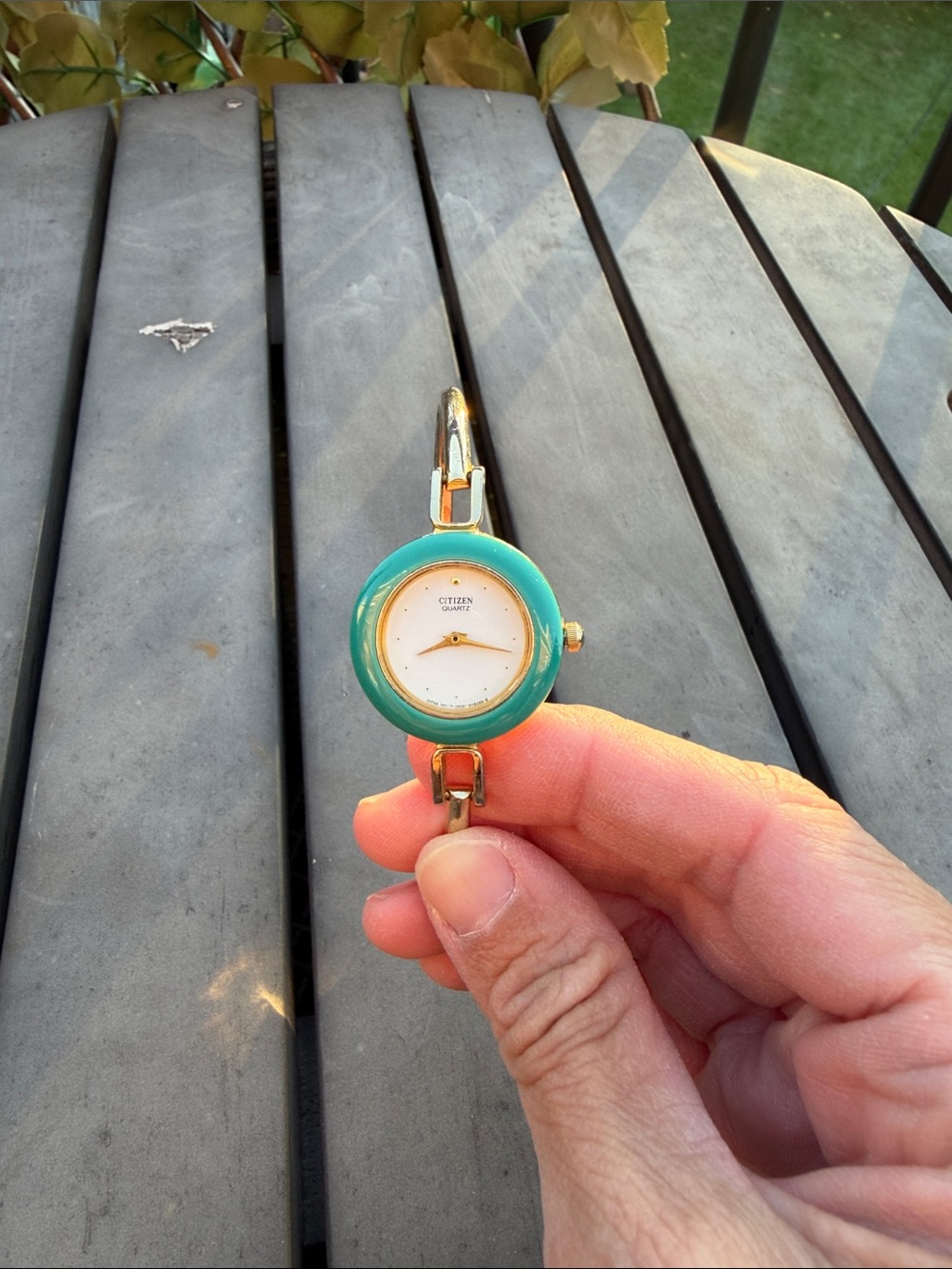 Citizen Gold Tone Watch with Turquoise Bezel